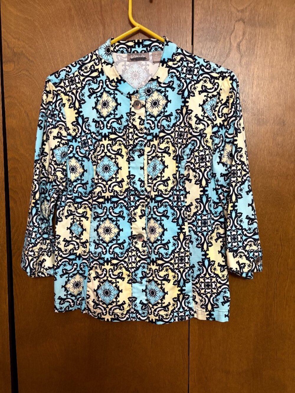 Chico's Cotton / Spandex Button Front Light Jacket - Size: Large / Chicos 2